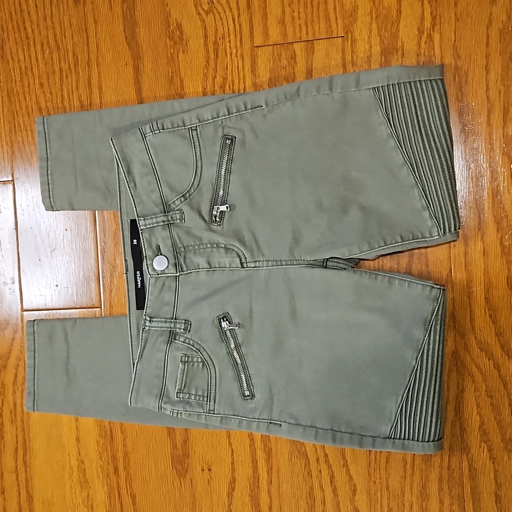 Harper Army Green Pants with Zipper Pockets - Picture 2 of 8